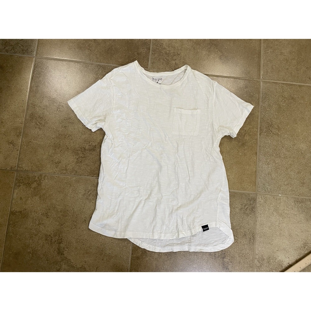 Hype White Mens Sz M T-Shirt Pocket Tee Hype Streetwear Short Sleeve